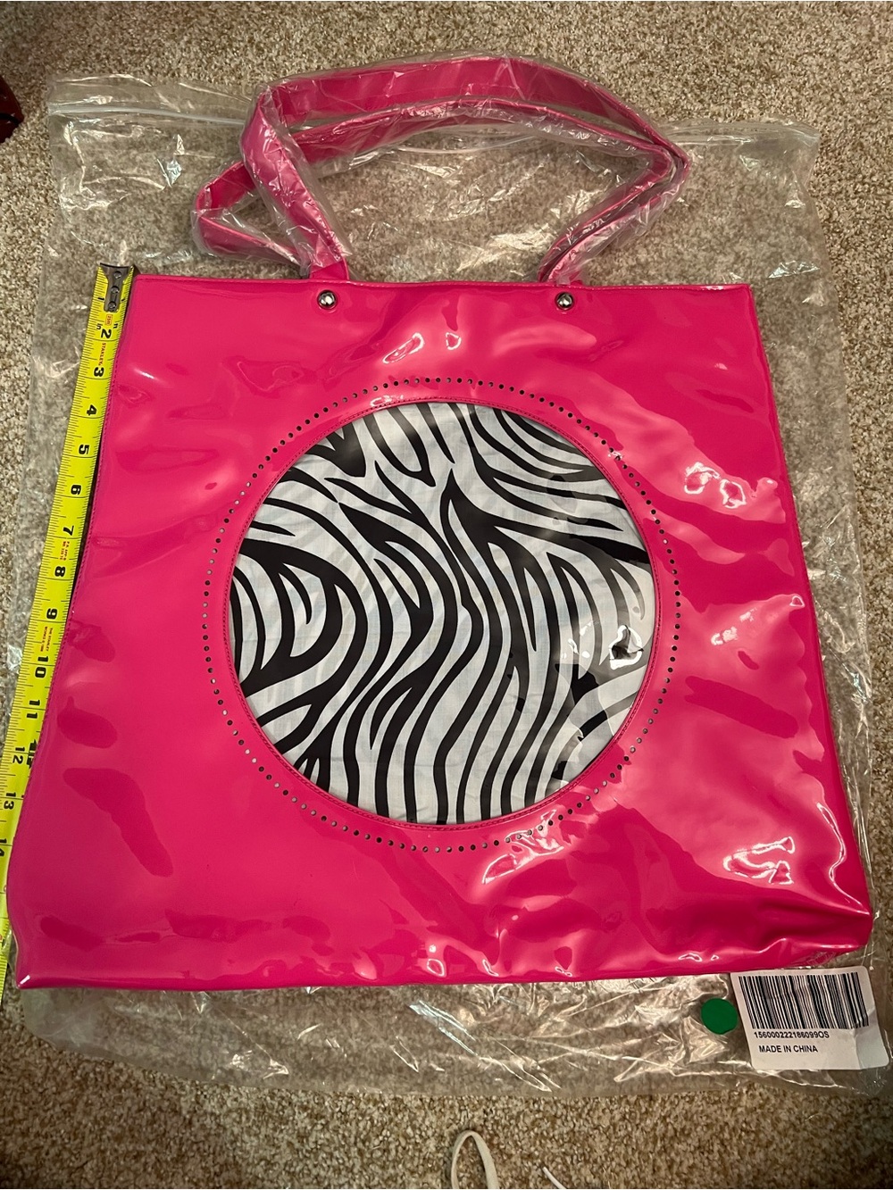 Victoria’s Secret Hot Pink Zebra Patent Tote Bag NIP Rare GWP